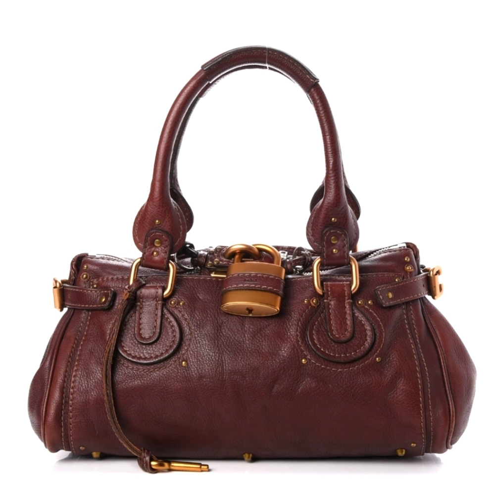 CHLOE Calfskin Leather BURGUNDY Paddington Satchel Bag🤎💛🤎💛